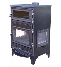 S107-3D CAST FIREPLACE STOVE WITH GLASS ON THREE SIDES AND OVEN